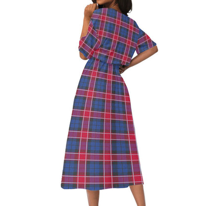 Graham of Menteith Red Tartan Crest Women's Elastic Waist Dress