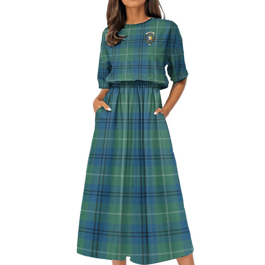 Oliphant Ancient Tartan Crest Women's Elastic Waist Dress