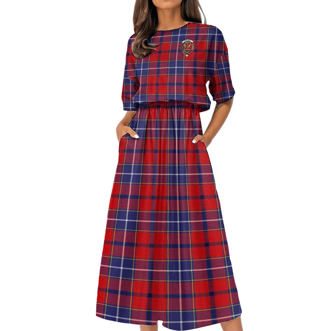 Wishart Dress Tartan Crest Women's Elastic Waist Dress