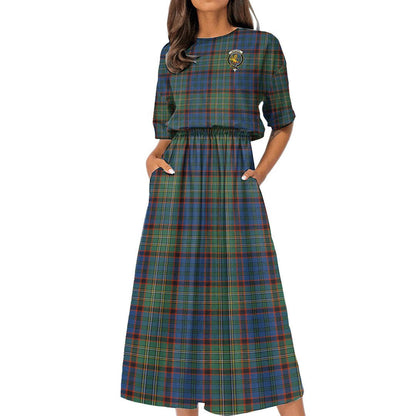 Nicolson Hunting Ancient Tartan Crest Women's Elastic Waist Dress