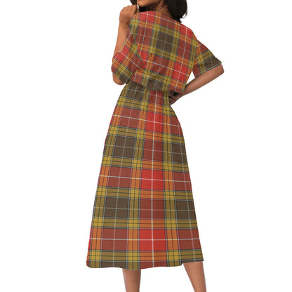 Buchanan Old Set Weathered Tartan Crest Women's Elastic Waist Dress