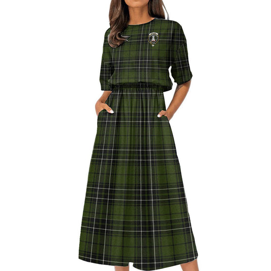 MacLean Hunting Tartan Crest Women's Elastic Waist Dress