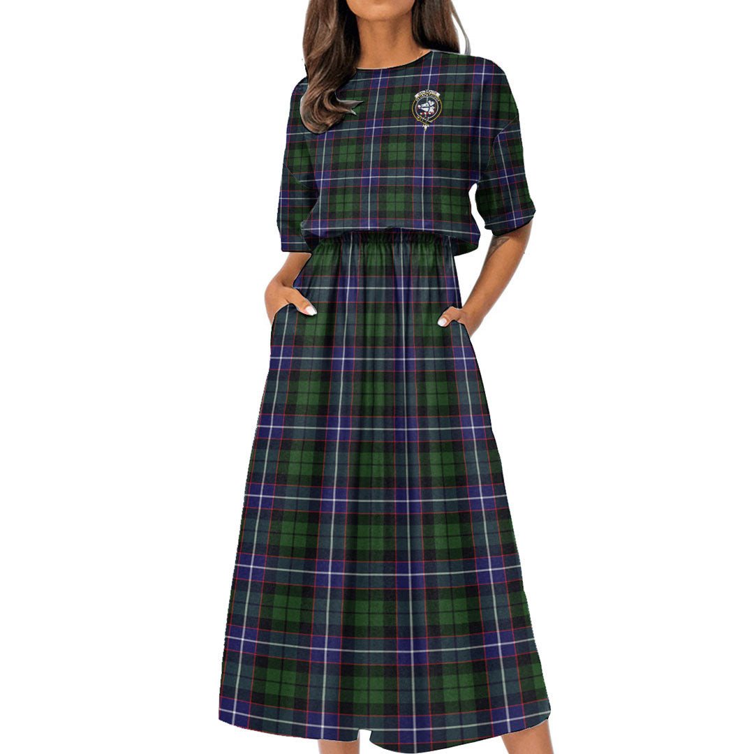 Galbraith Modern Tartan Crest Women's Elastic Waist Dress