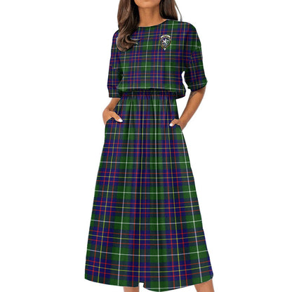 Inglis Modern Tartan Crest Women's Elastic Waist Dress