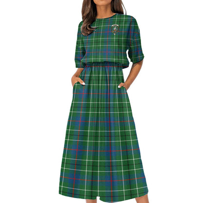 Duncan Ancient Tartan Crest Women's Elastic Waist Dress