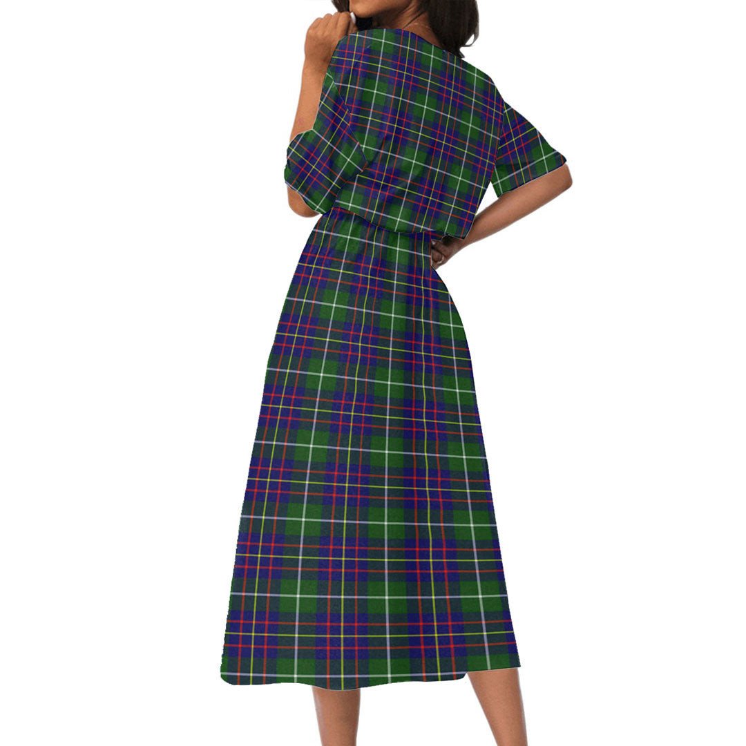 Inglis Modern Tartan Crest Women's Elastic Waist Dress