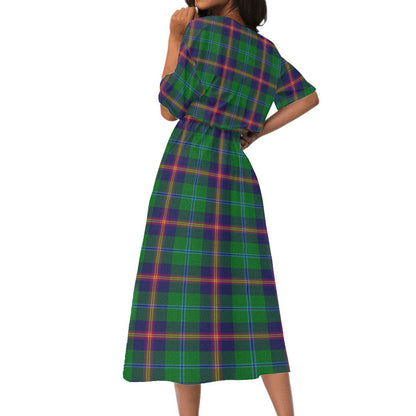 Young Modern Tartan Crest Women's Elastic Waist Dress