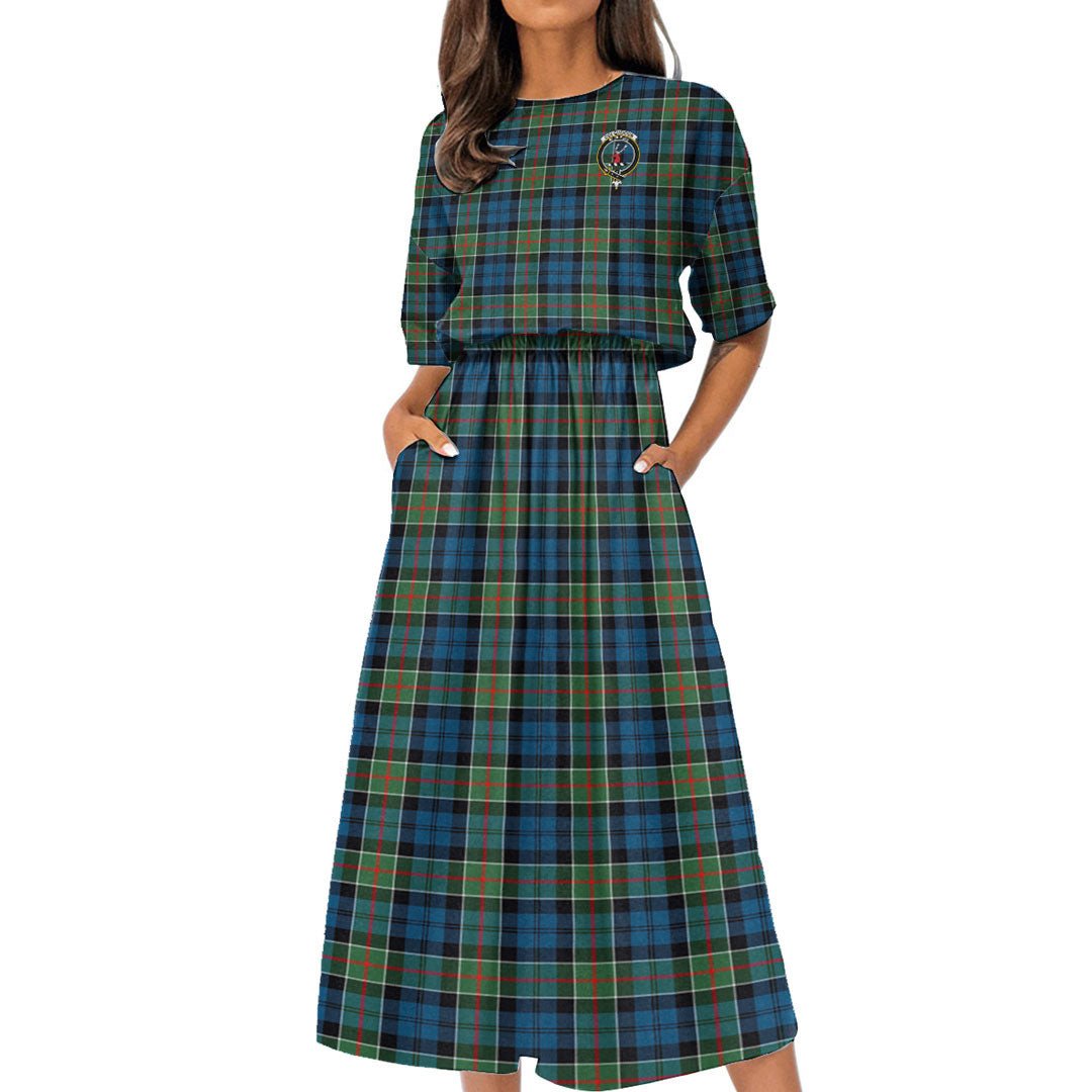 Colquhoun Ancient Tartan Crest Women's Elastic Waist Dress