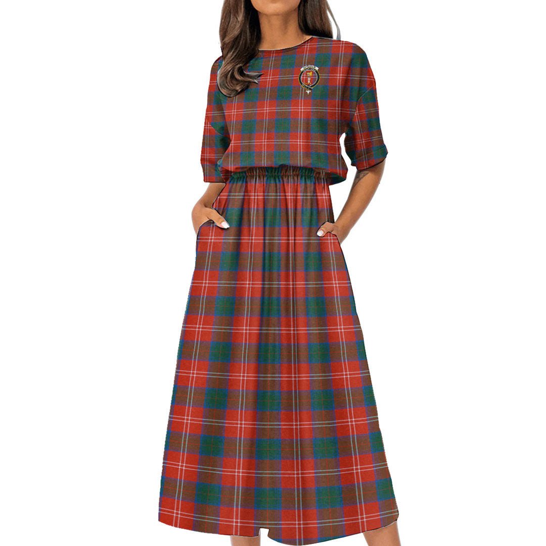 Chisholm Ancient Tartan Crest Women's Elastic Waist Dress