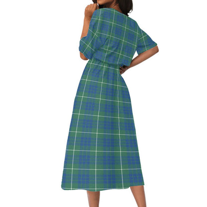 Hamilton Hunting Ancient Tartan Crest Women's Elastic Waist Dress