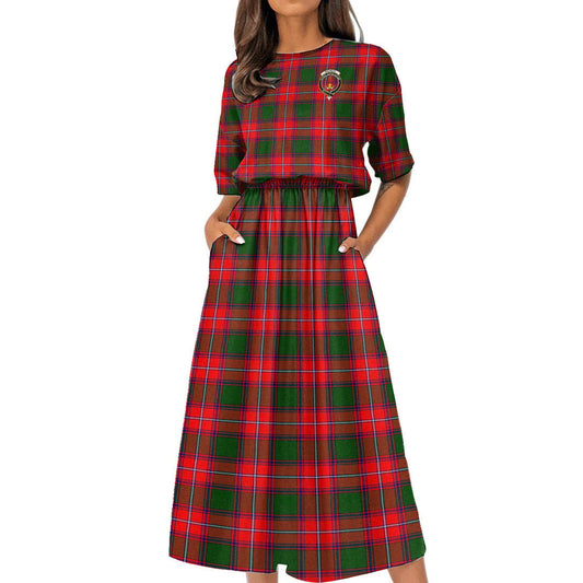 Rattray Modern Tartan Crest Women's Elastic Waist Dress