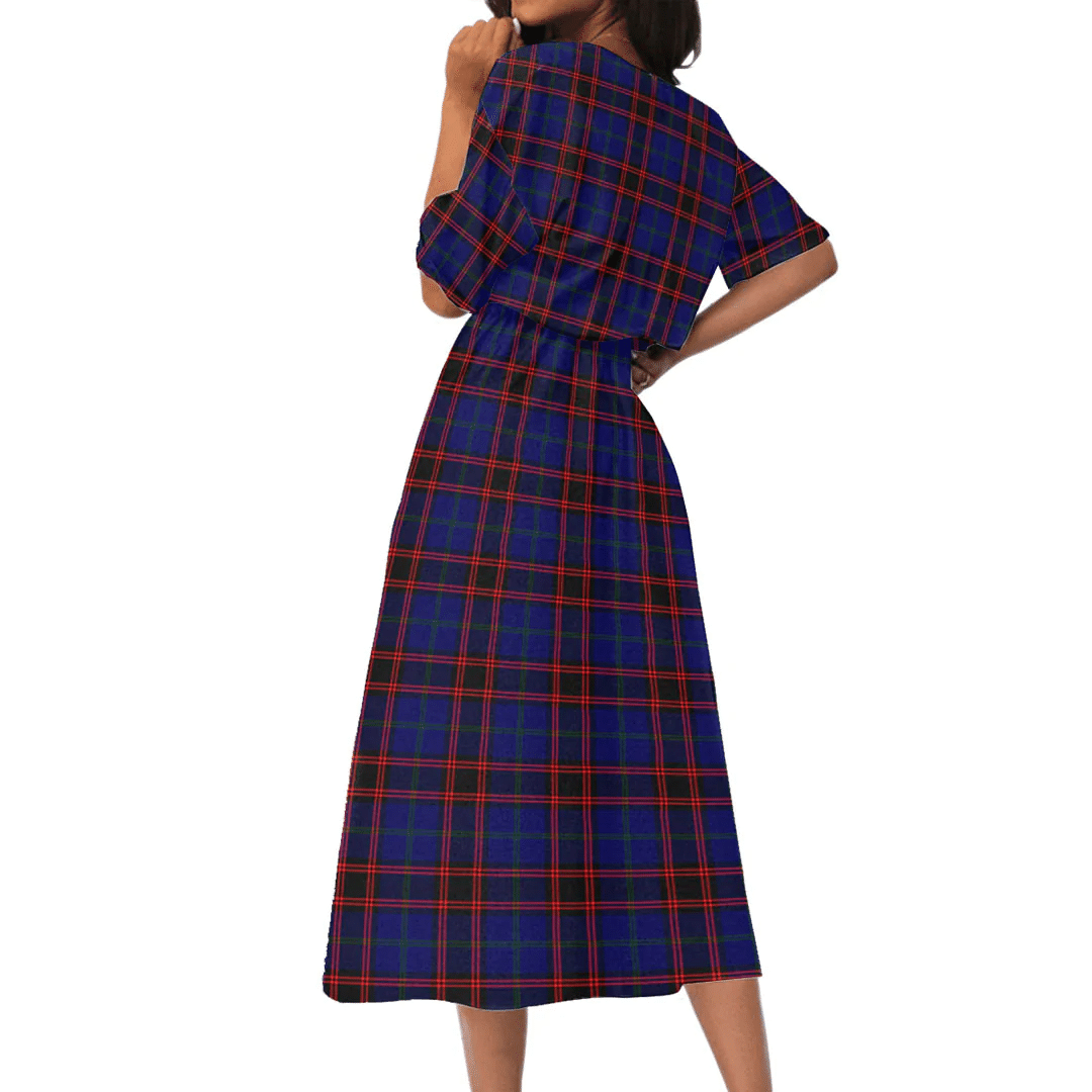 Home Modern Tartan Crest Women's Elastic Waist Dress