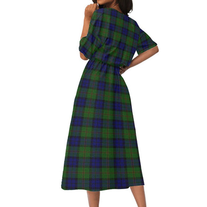 Dundas Modern Tartan Crest Women's Elastic Waist Dress