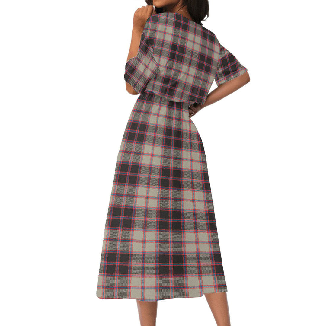 MacPherson Hunting Ancient Tartan Crest Women's Elastic Waist Dress