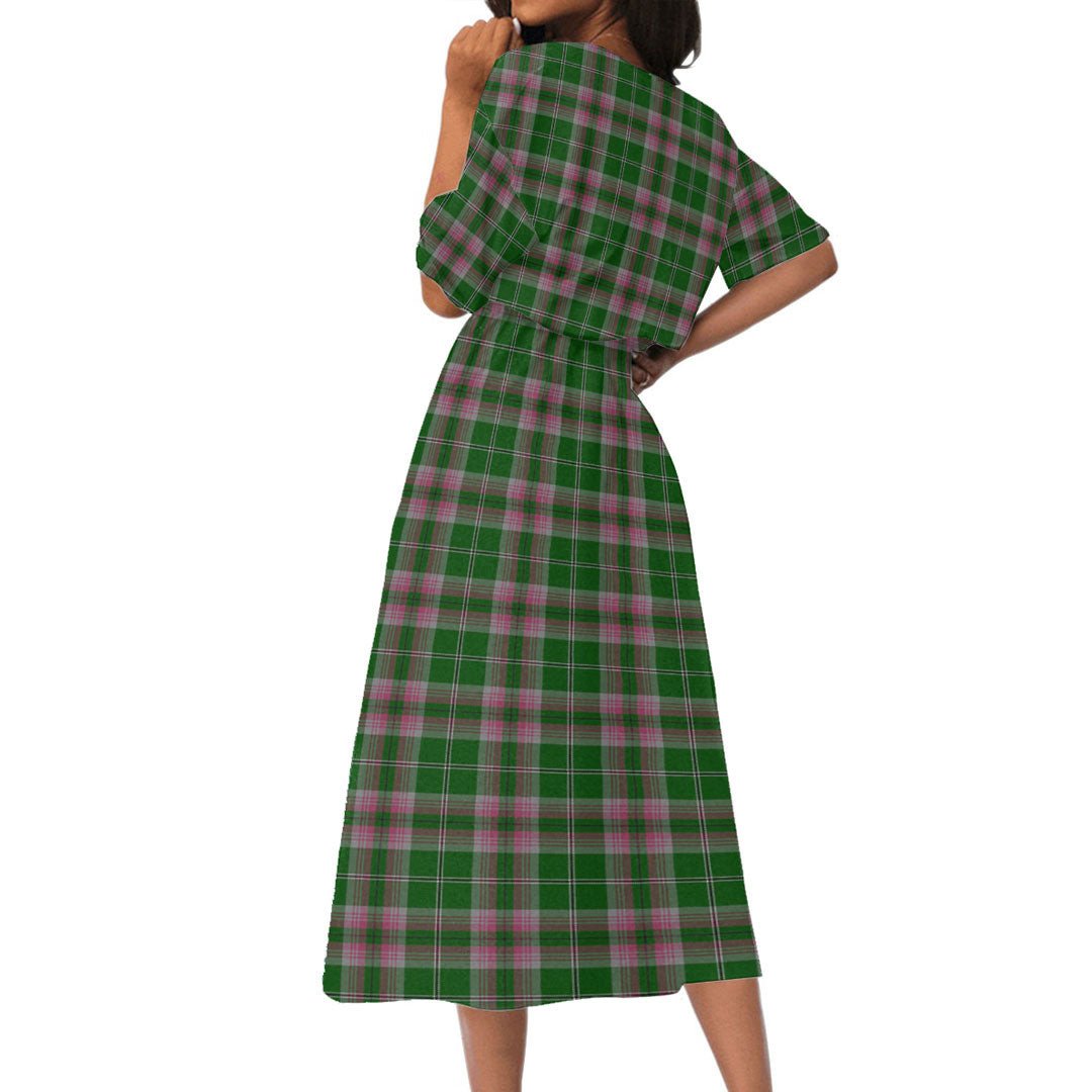 Gray Hunting Tartan Crest Women's Elastic Waist Dress