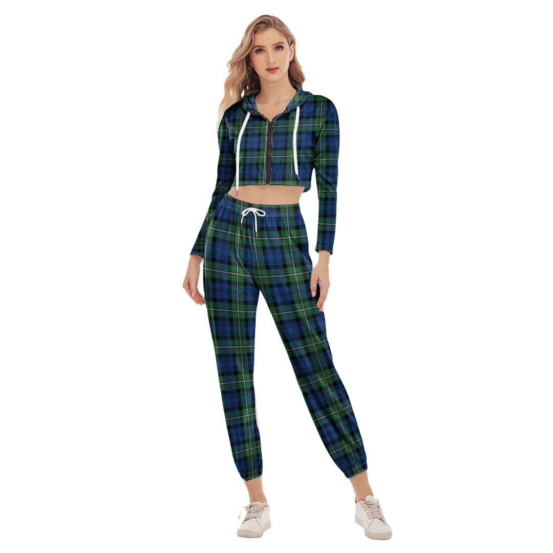 Forbes Ancient Tartan Plaid Crop Hoodie Sports Sets