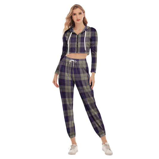 Cunningham Dress Blue Dancers Tartan Plaid Crop Hoodie Sports Sets