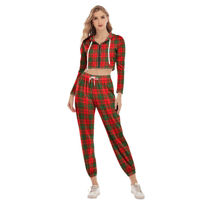 MacAulay Modern Tartan Plaid Crop Hoodie Sports Sets