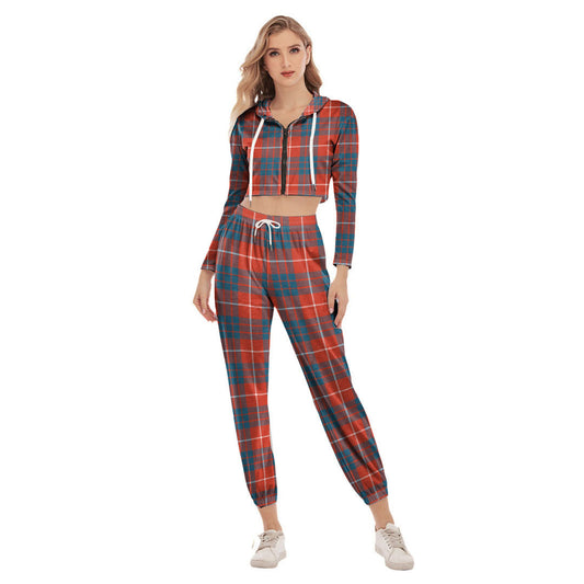 Hamilton Ancient Tartan Plaid Crop Hoodie Sports Sets