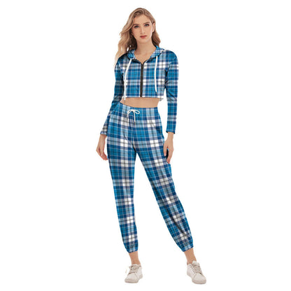 Roberton Tartan Plaid Crop Hoodie Sports Sets