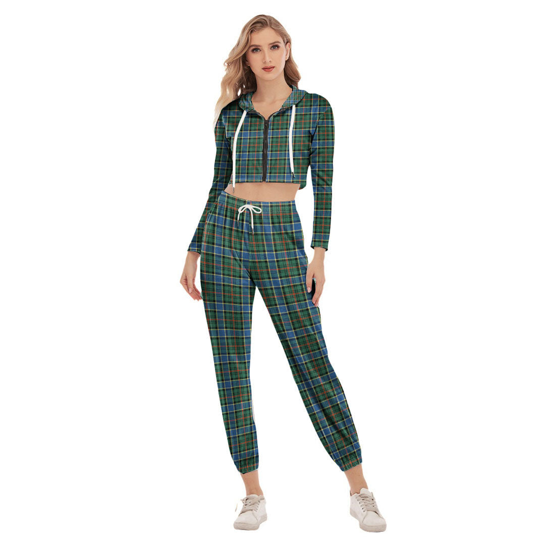 Ogilvie Hunting Ancient Tartan Plaid Crop Hoodie Sports Sets