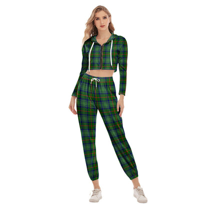 Cranstoun Tartan Plaid Crop Hoodie Sports Sets