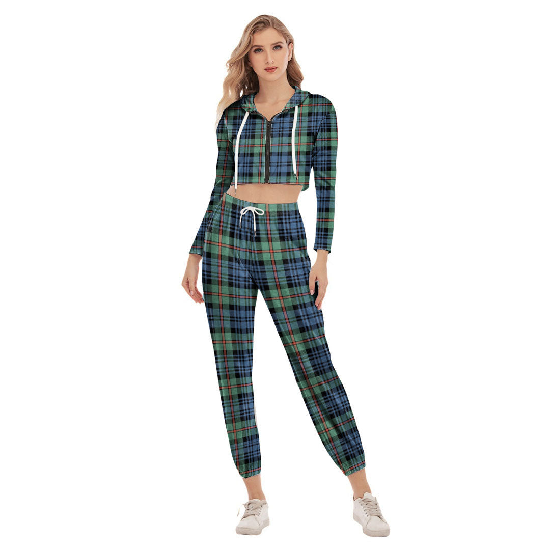 MacKinlay Ancient Tartan Plaid Crop Hoodie Sports Sets