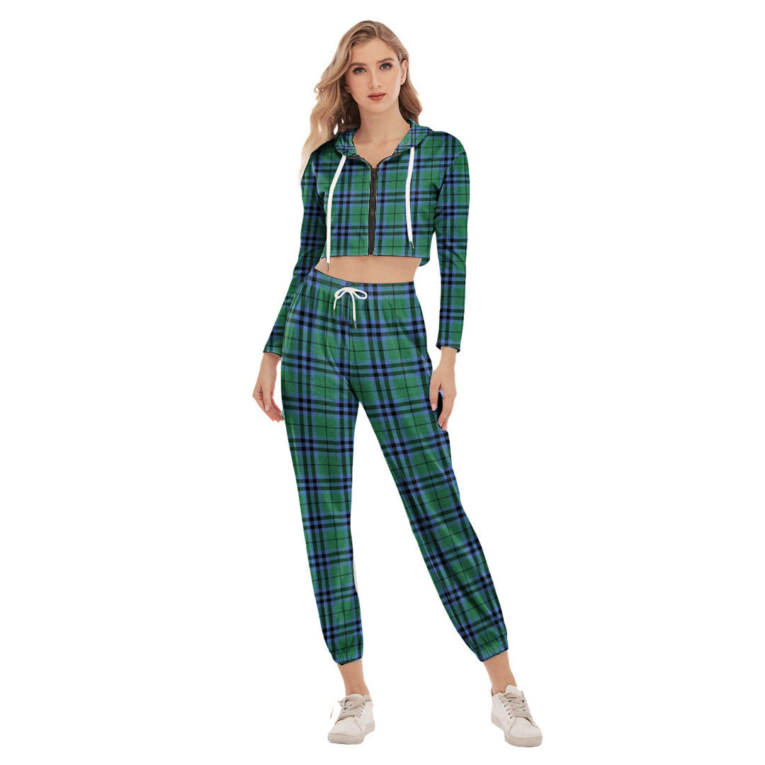 Keith Ancient Tartan Plaid Crop Hoodie Sports Sets