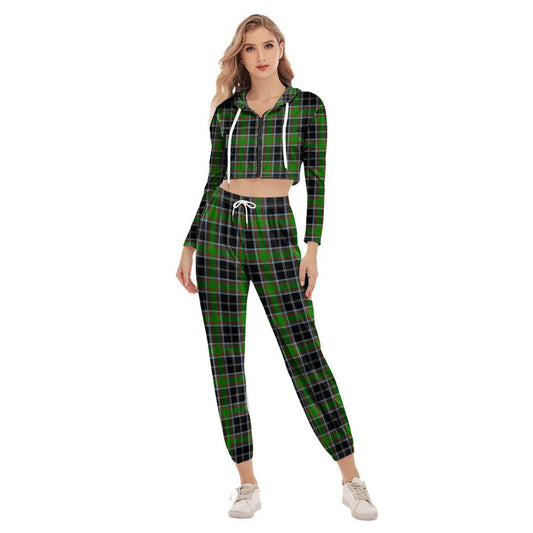 Webster Tartan Plaid Crop Hoodie Sports Sets