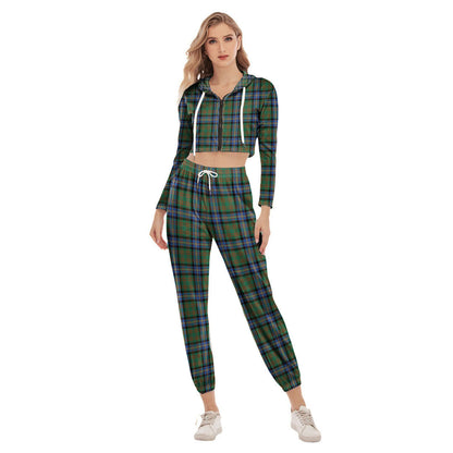 Cochrane Ancient Tartan Plaid Crop Hoodie Sports Sets