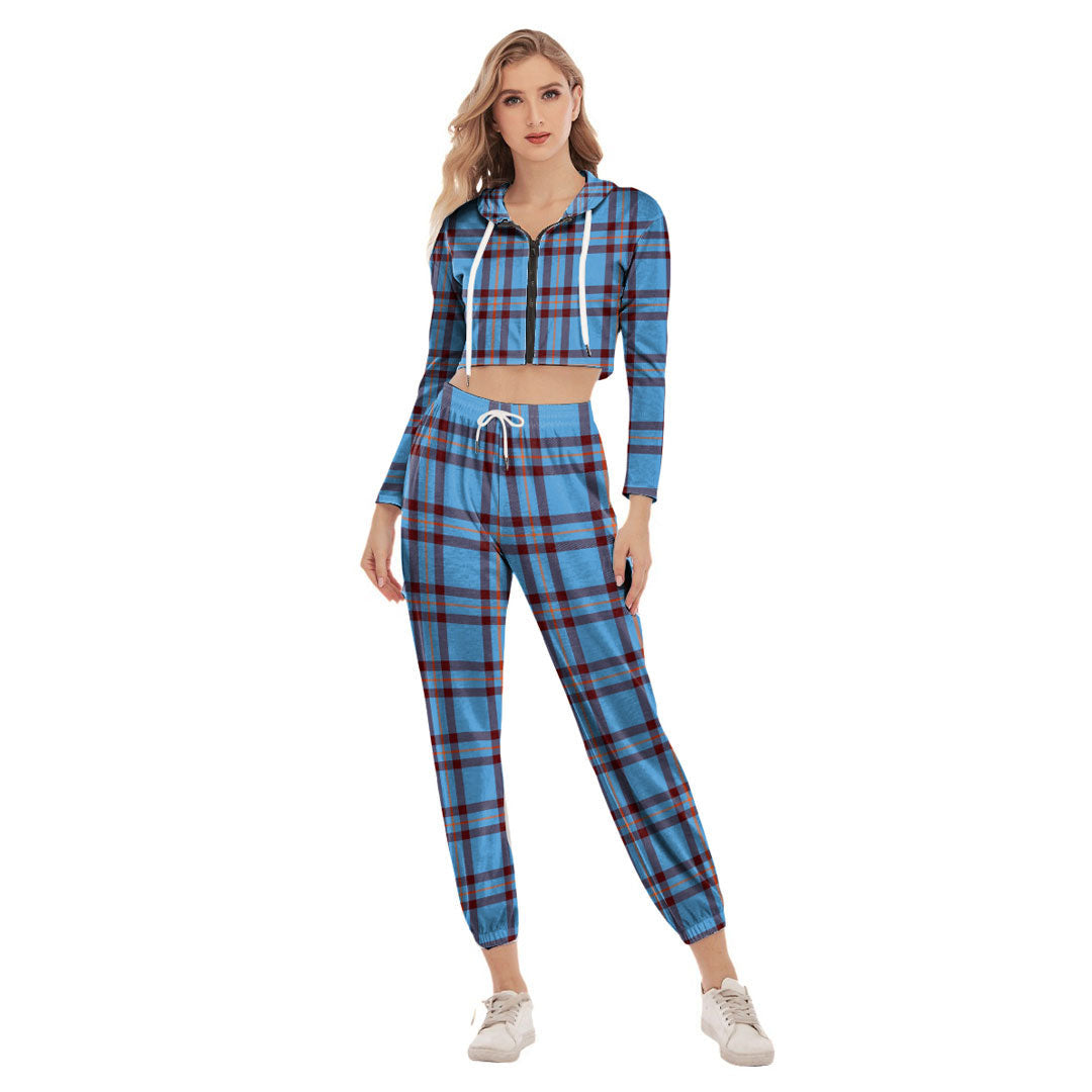 Elliot Ancient Tartan Plaid Crop Hoodie Sports Sets