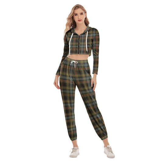 Stewart Hunting Weathered Tartan Plaid Crop Hoodie Sports Sets