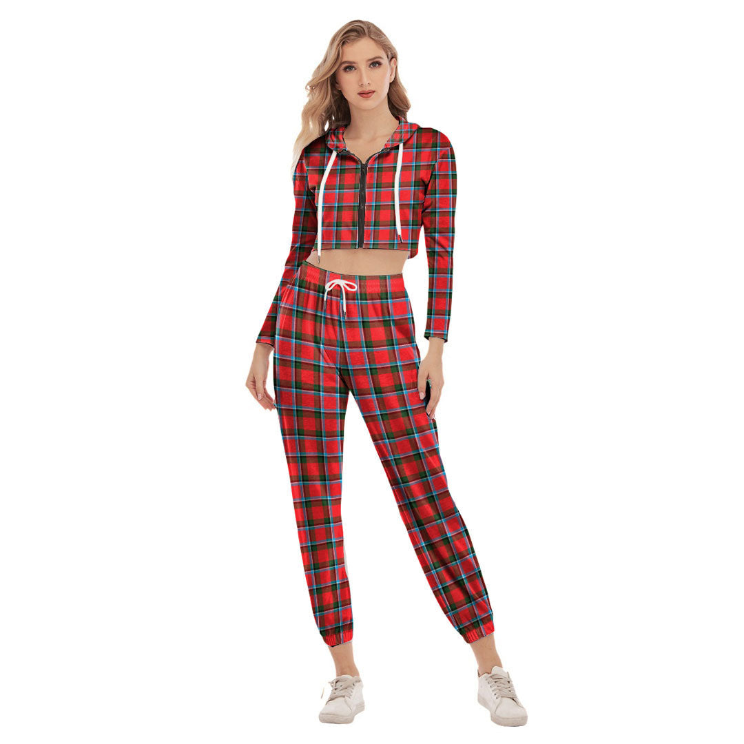 Sinclair Modern Tartan Plaid Crop Hoodie Sports Sets