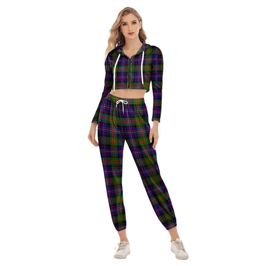 Cameron of Erracht Modern Tartan Plaid Crop Hoodie Sports Sets