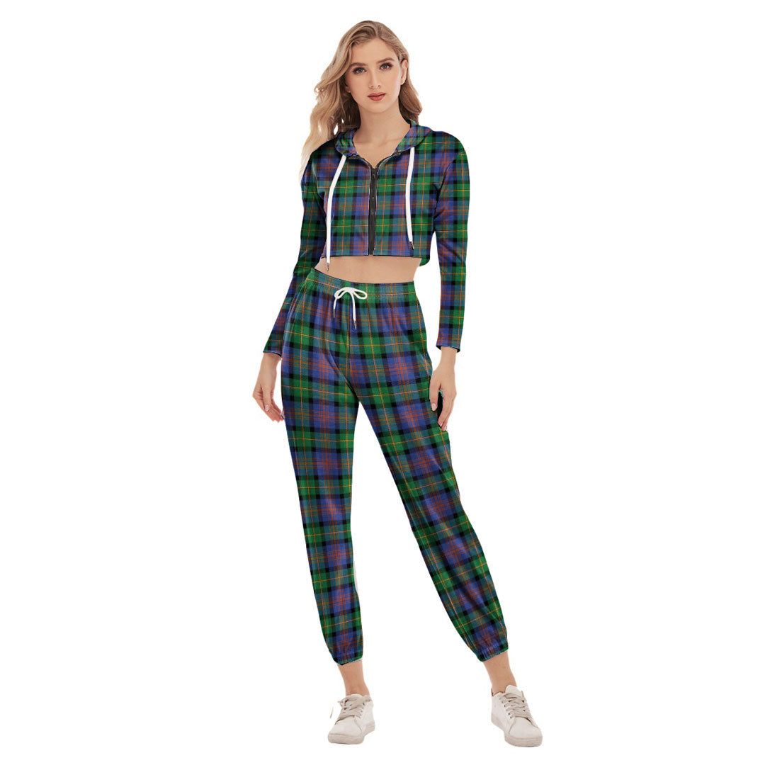 Logan Ancient Tartan Plaid Crop Hoodie Sports Sets