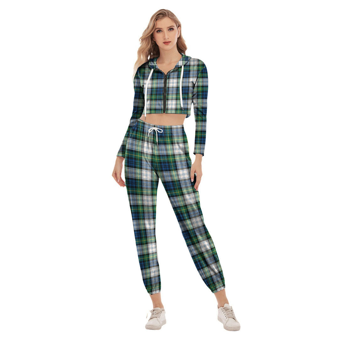 Gordon Dress Ancient Tartan Plaid Crop Hoodie Sports Sets