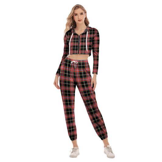 Norwegian Night Tartan Plaid Crop Hoodie Sports Sets