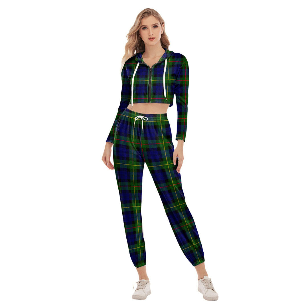 MacEwen Modern Tartan Plaid Crop Hoodie Sports Sets