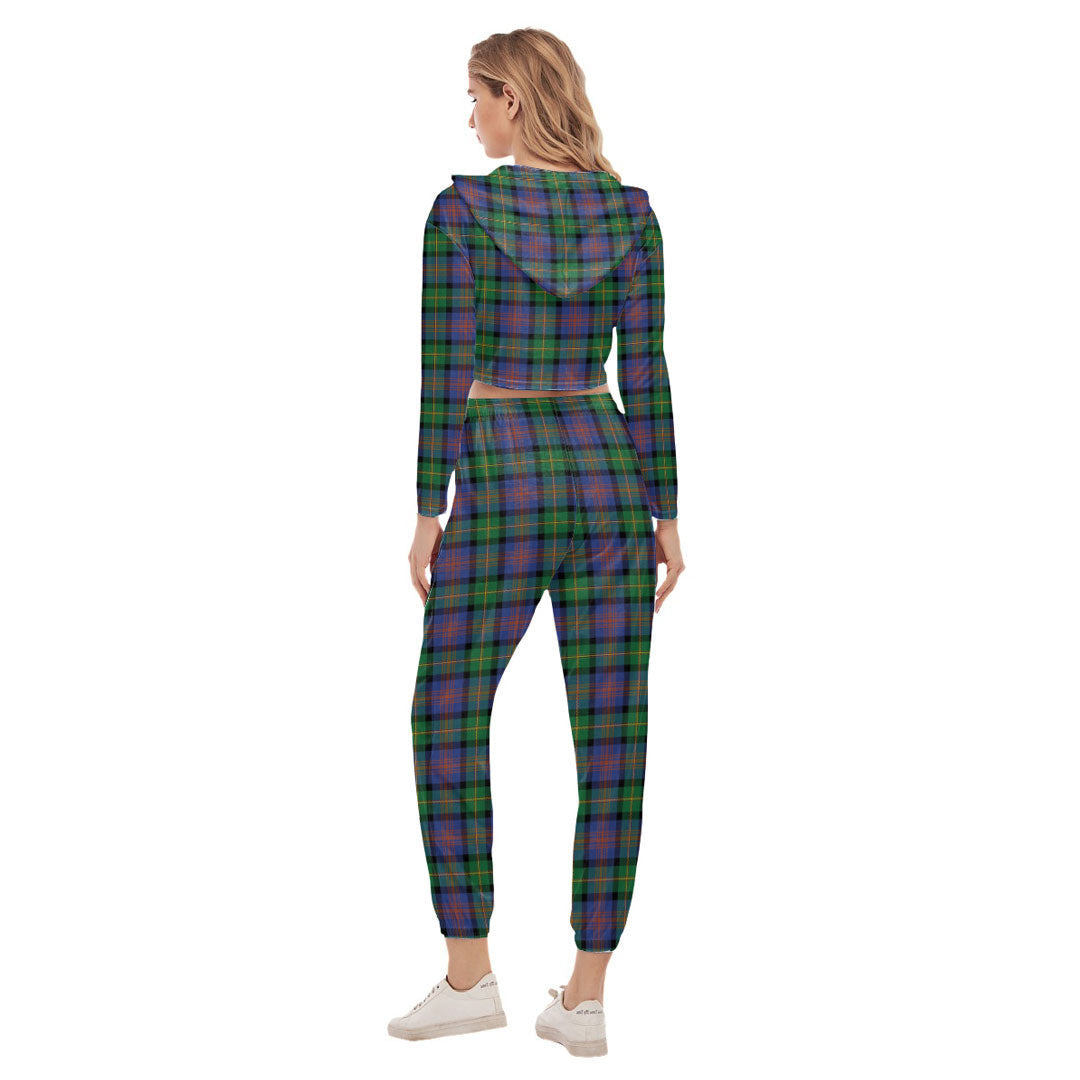 Logan Ancient Tartan Plaid Crop Hoodie Sports Sets