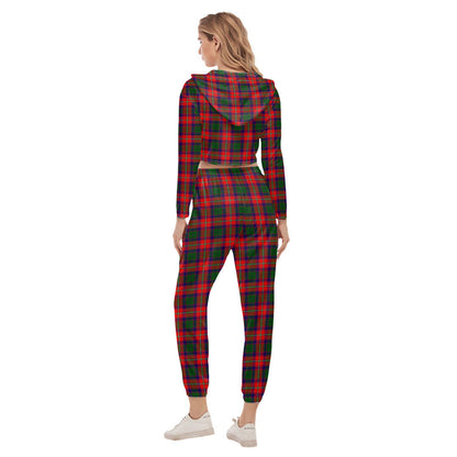 Roxburgh District Tartan Plaid Crop Hoodie Sports Sets