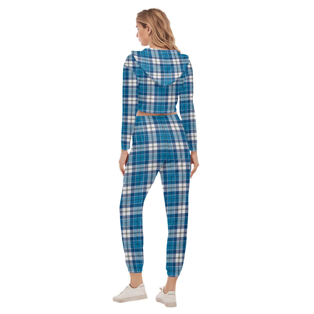 Roberton Tartan Plaid Crop Hoodie Sports Sets