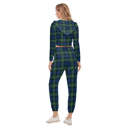 Forbes Ancient Tartan Plaid Crop Hoodie Sports Sets