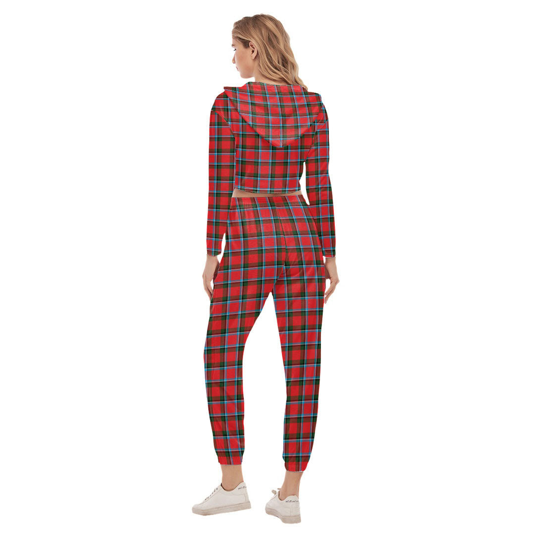 Sinclair Modern Tartan Plaid Crop Hoodie Sports Sets