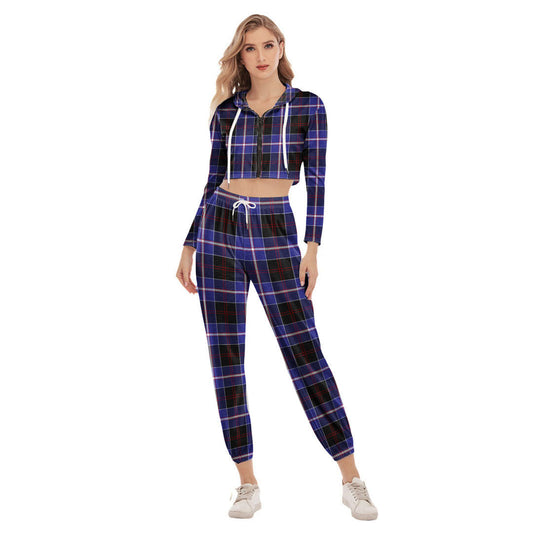 Dunlop Modern Tartan Plaid Crop Hoodie Sports Sets