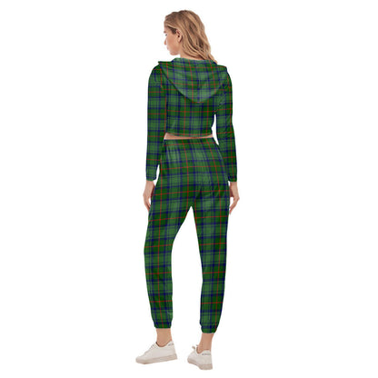 Cranstoun Tartan Plaid Crop Hoodie Sports Sets