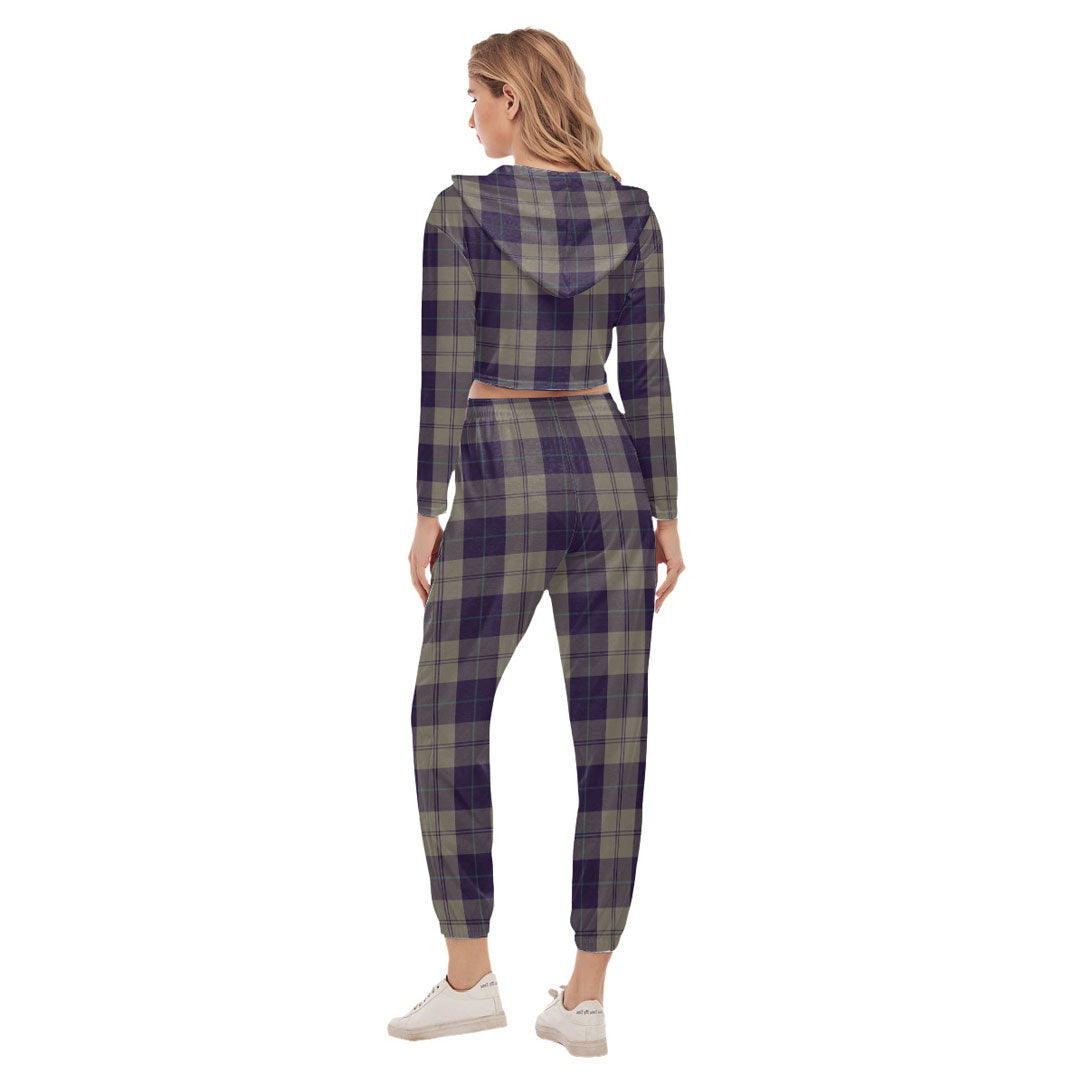 Cunningham Dress Blue Dancers Tartan Plaid Crop Hoodie Sports Sets