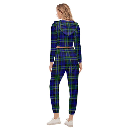 Arbuthnot Modern Tartan Plaid Crop Hoodie Sports Sets