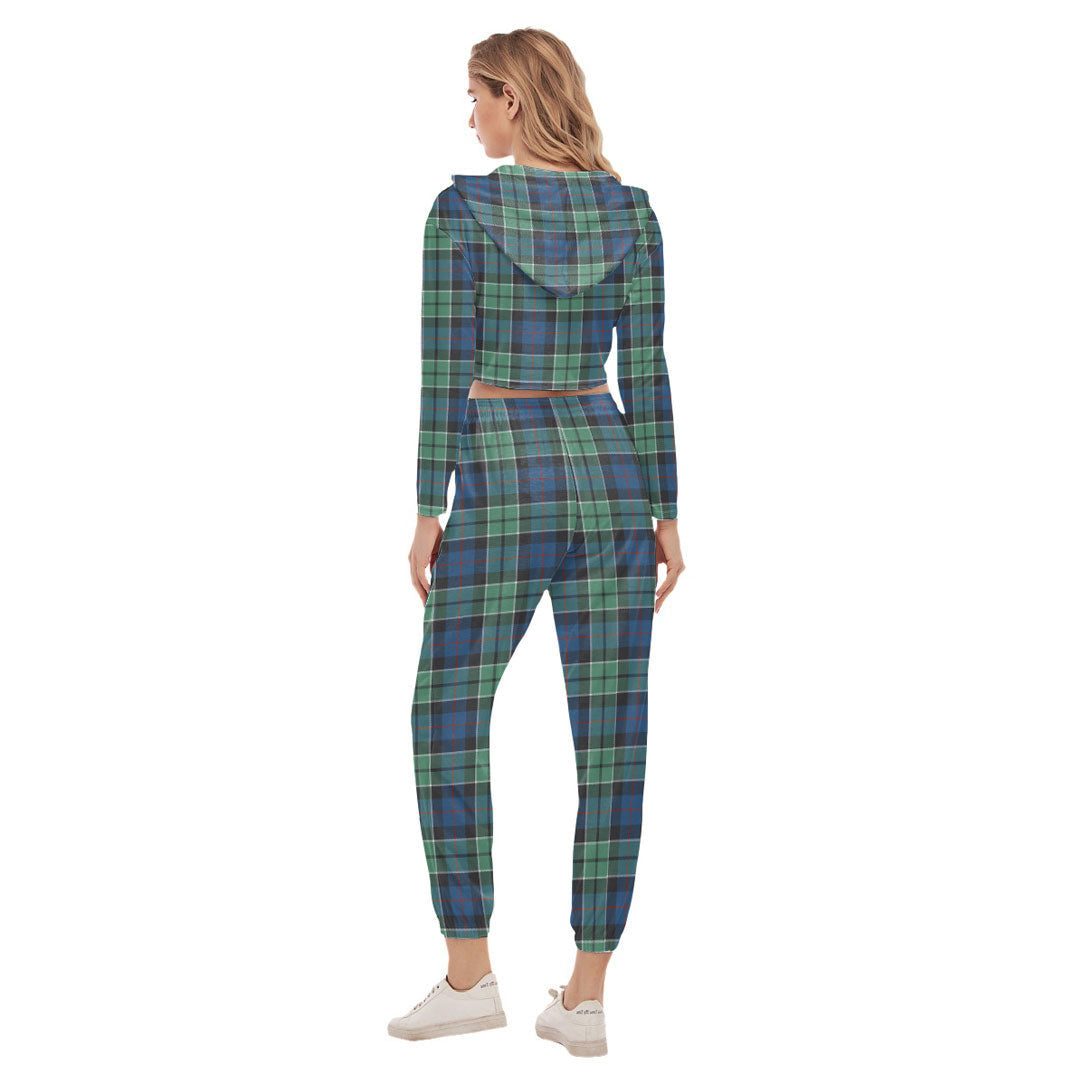 Leslie Hunting Ancient Tartan Plaid Crop Hoodie Sports Sets