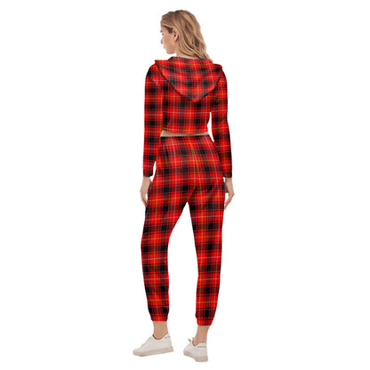 MacIver Modern Tartan Plaid Crop Hoodie Sports Sets