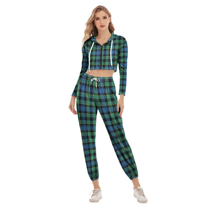 Mouat Tartan Plaid Crop Hoodie Sports Sets